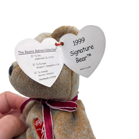 TY Beanie Baby Babies 1999 SIGNATURE TEDDY Brown Bear Heart Vintage RETIRED - Picture 6 of 9
